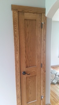 oak wood linen closet door