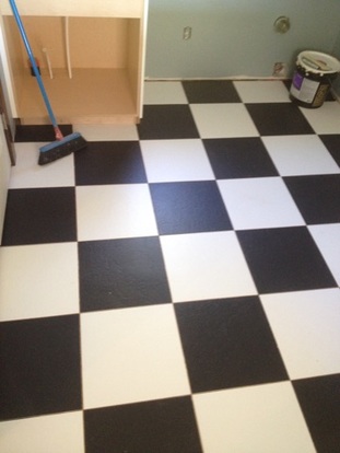 black and white checkerboard flooring